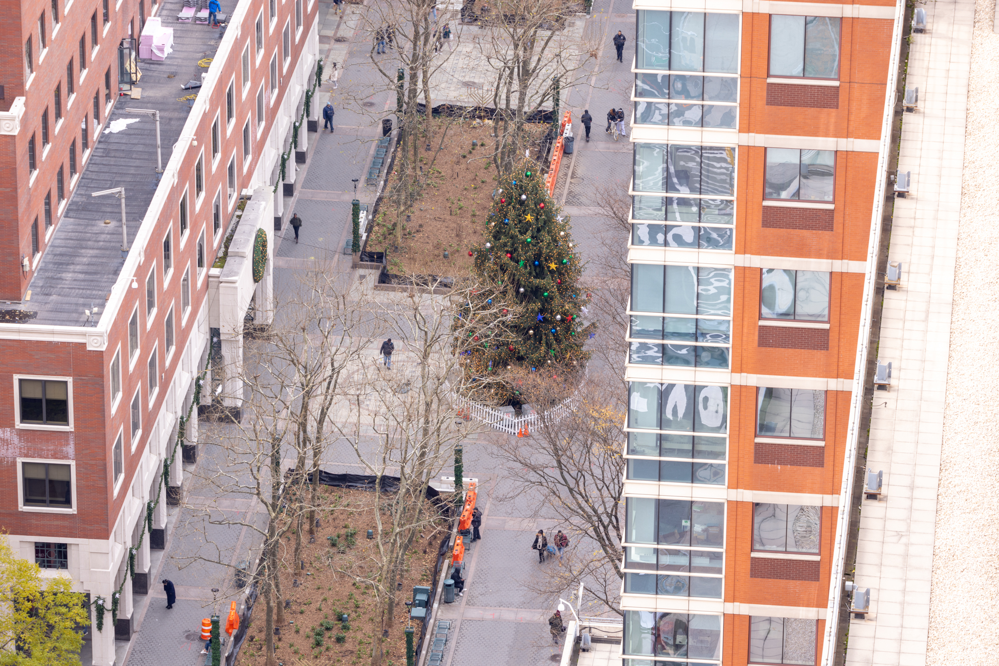 A Christmas tree at Brooklyn Commons photographed at 180mm